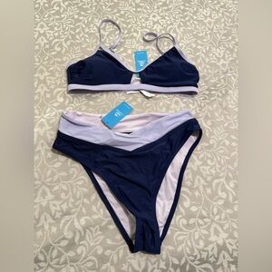 Cupshe Navy and Lavender Bikini Set
